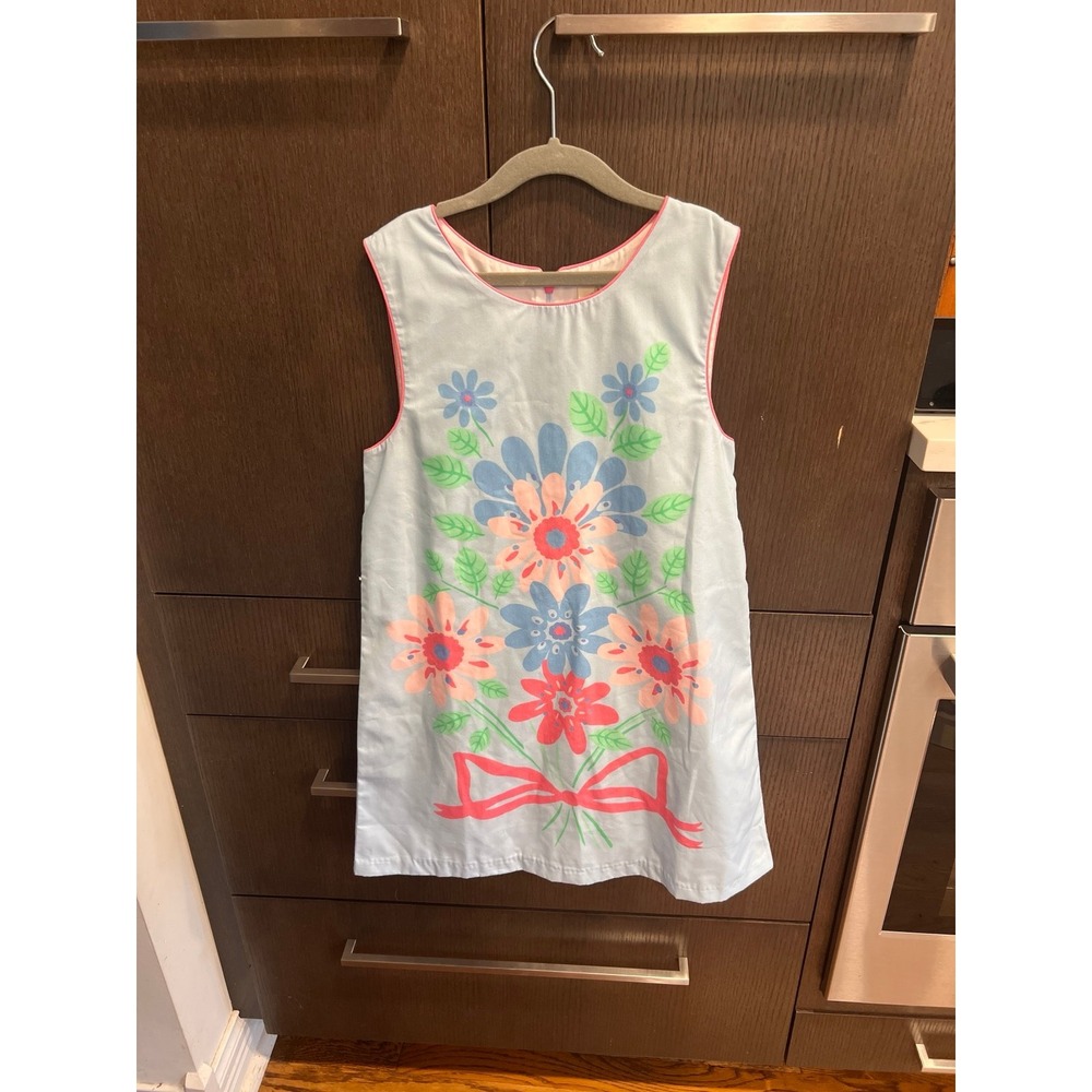 ANNE CHARLOTTE SHIFT DRESS BUCKHEAD BLUE WITH ENGINEERED BOUQUET & HAMPTONS 10